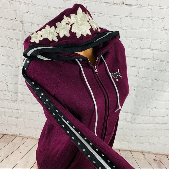 VS PINK Rhinestone BLING Zip Hoodie Sweatshirt - Picture 4 of 8